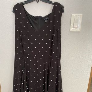 Torrid dress black w/white hearts and ruffles hem